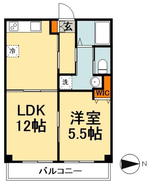 ウエストコート(1LDK/2階)の間取り写真