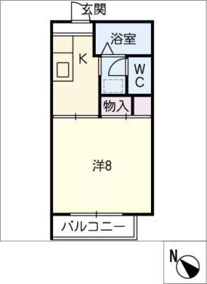 ポテトもろの木(1K/1階)の間取り写真