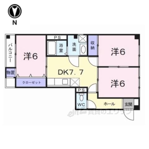 ディアコート(1LDK/2階)の間取り写真