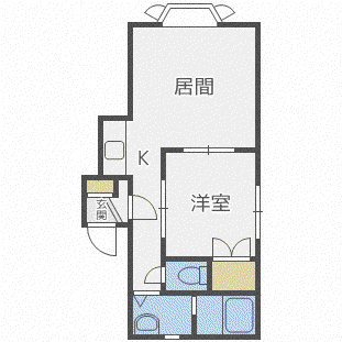 YMハイツ(1LDK/2階)の間取り写真