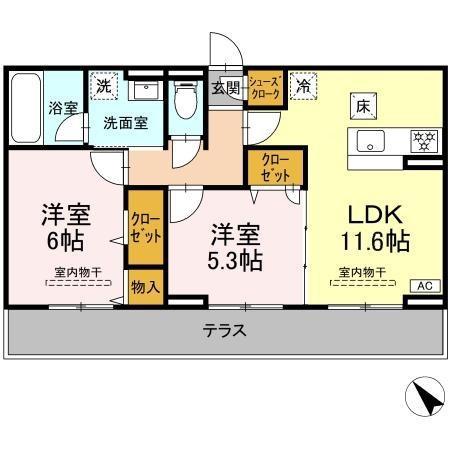 ESPOIR(2LDK/1階)の間取り写真