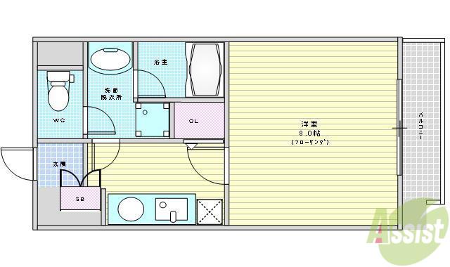 アスール江坂(1K/11階)の間取り写真