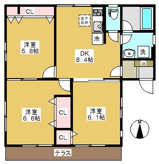 野村ハイツ(3DK/1階)の間取り写真