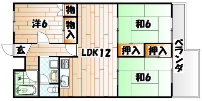 井堀北団地(3LDK/5階)の間取り写真