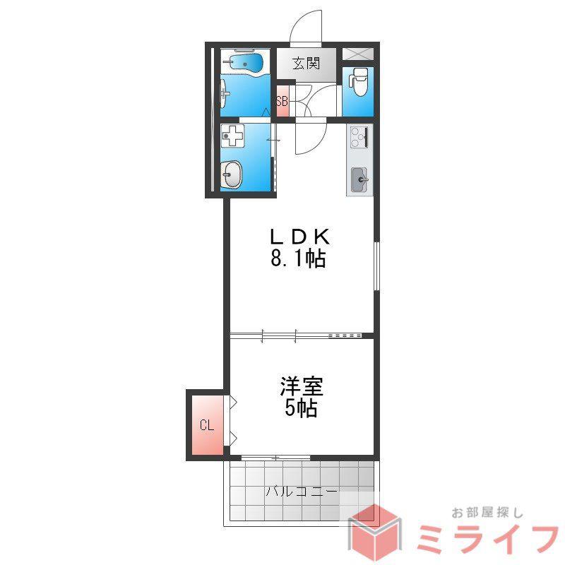 ラモーナ巽南(1LDK/1階)の間取り写真