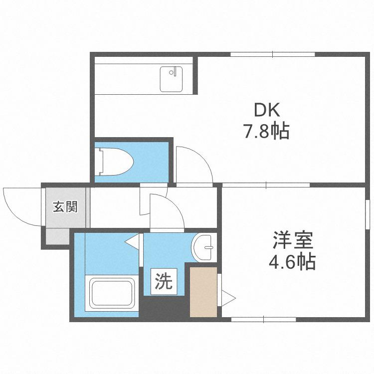 ステラ中の島(1DK/2階)の間取り写真
