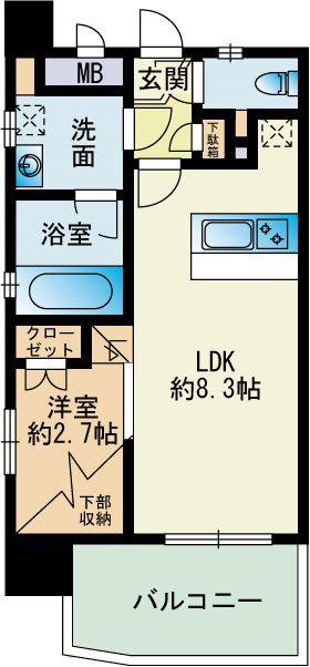 サニークレスト大濠公園(1LDK/3階)の間取り写真