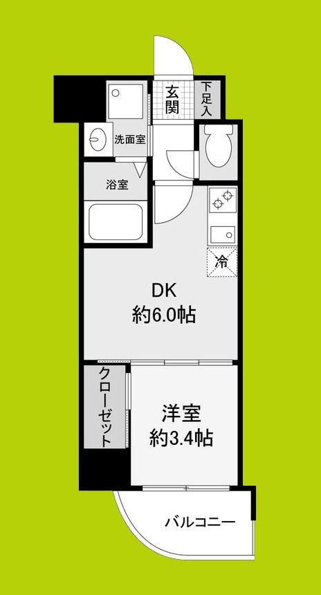 セレニテ谷町四丁目アリエ(1DK/10階)の間取り写真