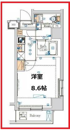 ハイズ田端II ウエスト(1K/8階)の間取り写真