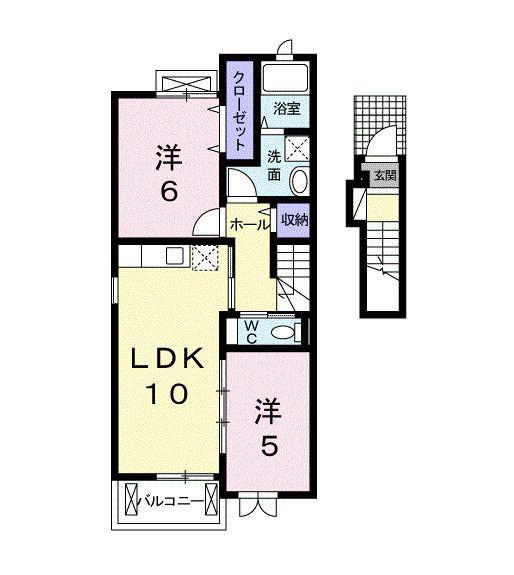 ミッドタウン玉野 八号館(2LDK/2階)の間取り写真