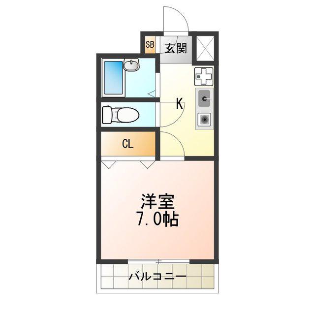 プランドール長居(1K/4階)の間取り写真