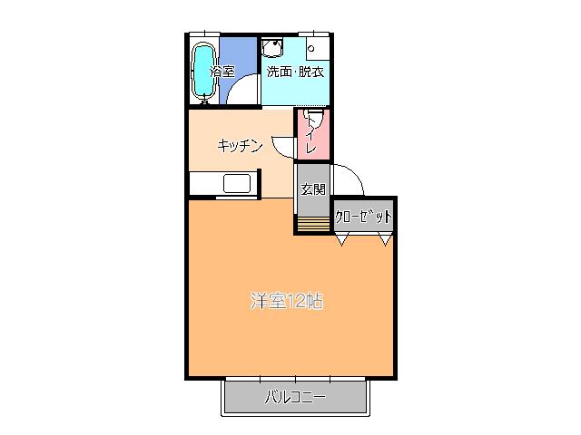 ジョイタウン下栗(1K/2階)の間取り写真