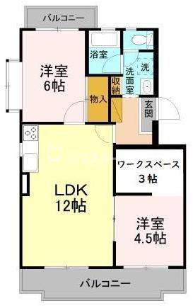 ネオシャルム織戸(2LDK/2階)の間取り写真