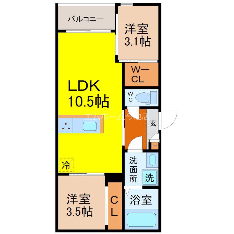 REGALEST名駅松原(2LDK/3階)の間取り写真