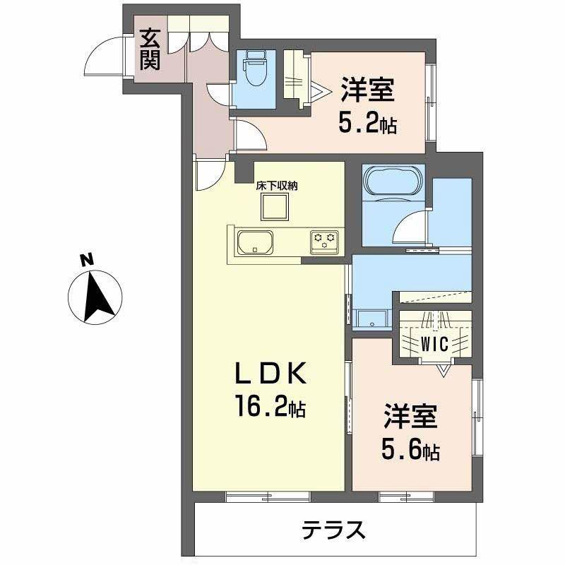 シャーメゾン深翠の杜(2LDK/1階)の間取り写真