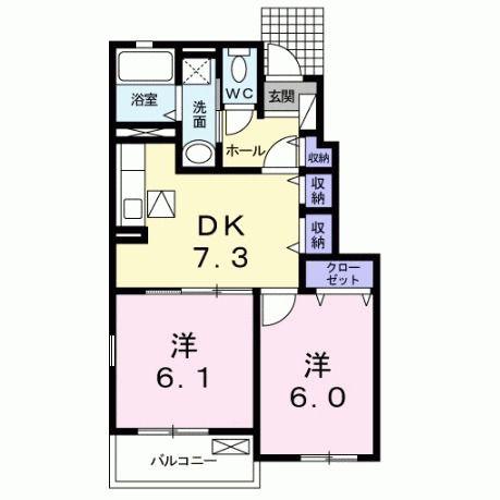 NEOエミサトA棟(2DK/1階)の間取り写真
