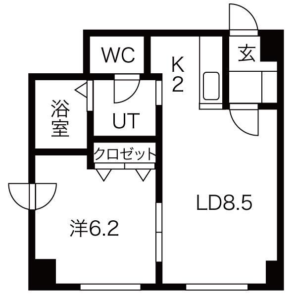 エテルナ N9(1LDK/6階)の間取り写真