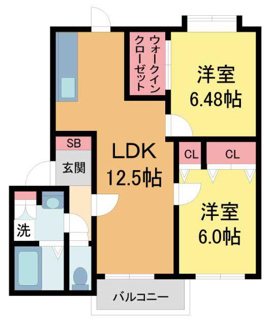 メゾン・ド・シュシュ(2LDK/2階)の間取り写真