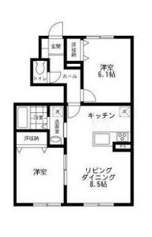 西鶴間KIガーデンズ壱番館(2LDK/1階)の間取り写真