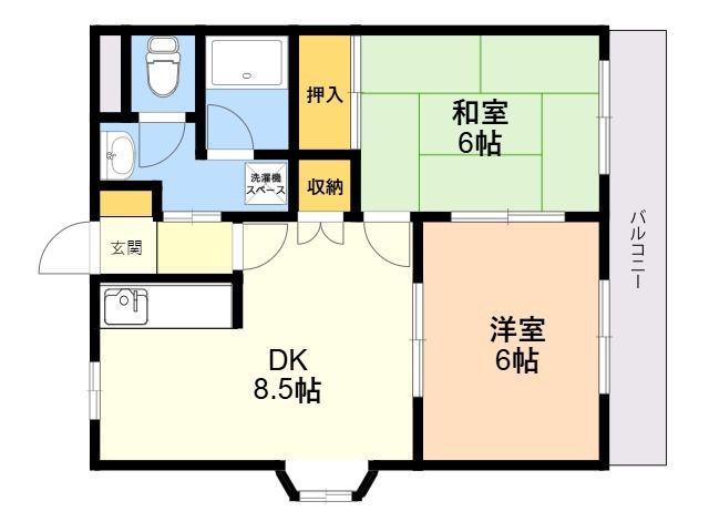 NEOPLAZA和白(2DK/2階)の間取り写真