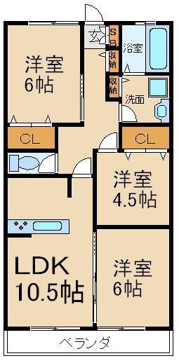 ビオラ翠香園(3LDK/1階)の間取り写真