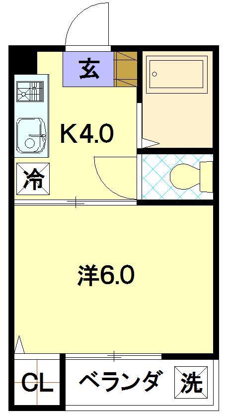 天神ハイツ(1K/2階)の間取り写真