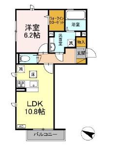 ロイヤルガーデン スタシオン(1LDK/1階)の間取り写真