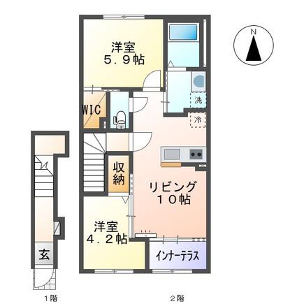 CASA ESTE唐津I(2LDK/2階)の間取り写真