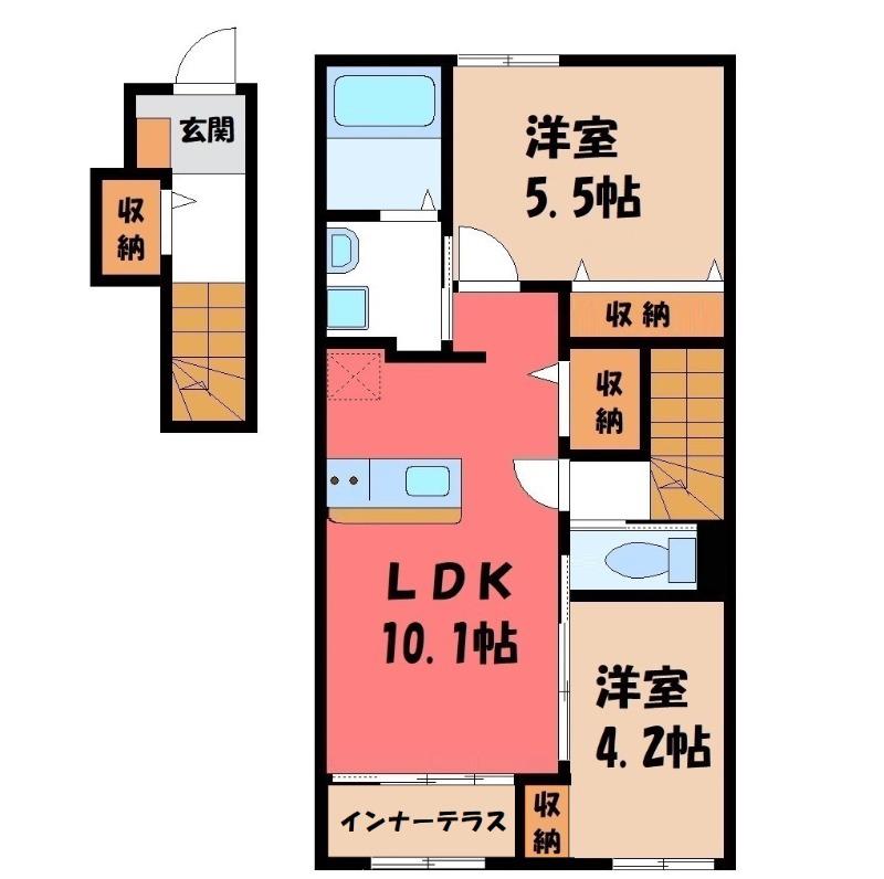 ソラーレ(2LDK/2階)の間取り写真