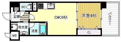 シャイニング福島離宮(1LDK/8階)の間取り写真