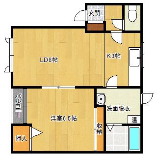 K&KコーポラスH(1LDK/2階)の間取り写真