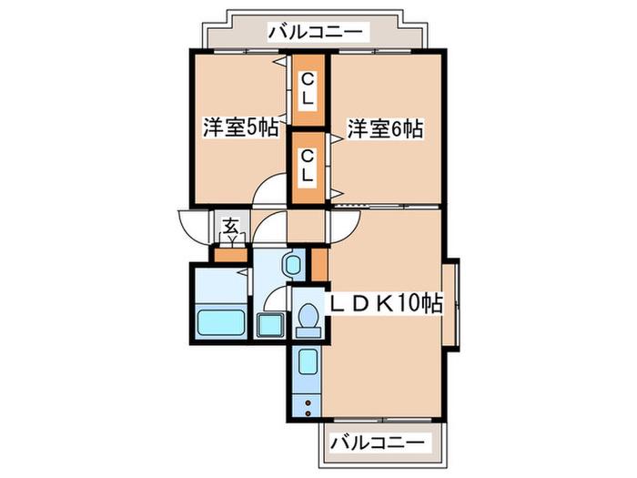 エクセレント経堂(2LDK/3階)の間取り写真