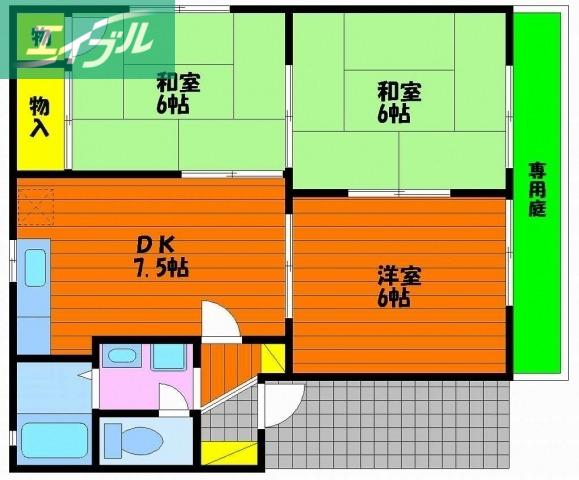 ディアスフィールドC(3DK/2階)の間取り写真
