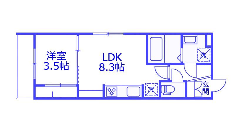 パームコテージ17番館(1LDK/2階)の間取り写真