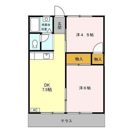 花嶋ハイツABC(2DK/1階)の間取り写真
