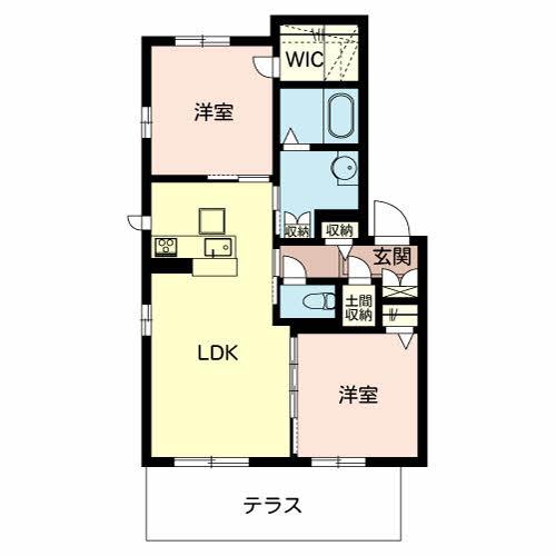 シャーメゾン二上(2LDK/1階)の間取り写真