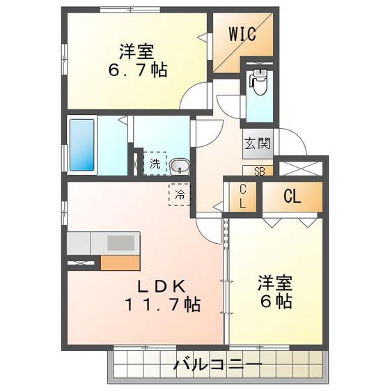 リビングタウン阿倉川A・B・C(2LDK/3階)の間取り写真