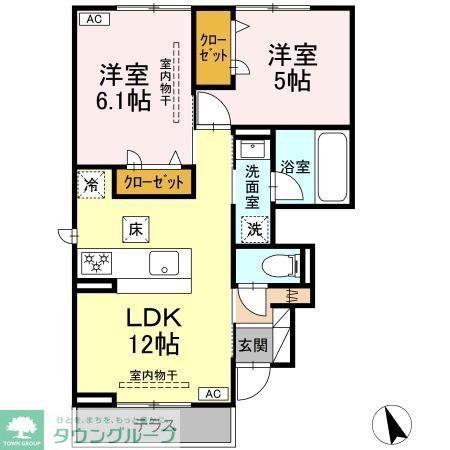 グラースK(2LDK/1階)の間取り写真