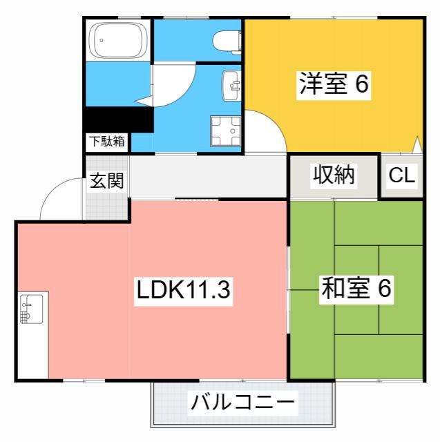 MAISON DE MOERB(2LDK/1階)の間取り写真