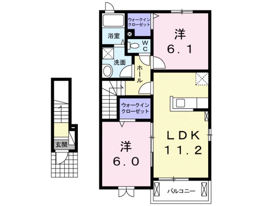 サンパティーク(2LDK/2階)の間取り写真