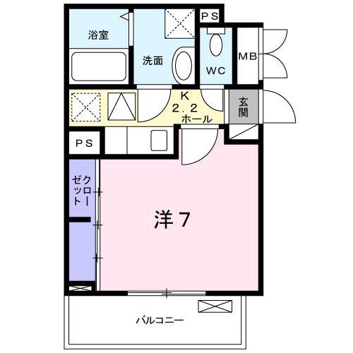 カーサ プラシード(1K/1階)の間取り写真