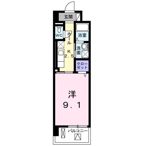 BROTE湘南(1K/4階)の間取り写真