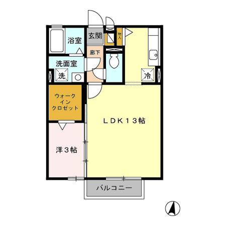 プリマヴェーラ A/B(1LDK/2階)の間取り写真