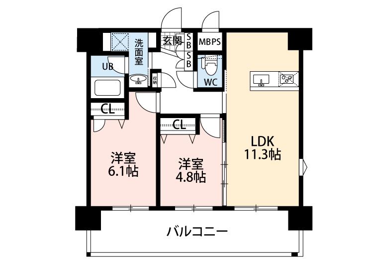 アルファシオ レヴァーク(2LDK/7階)の間取り写真