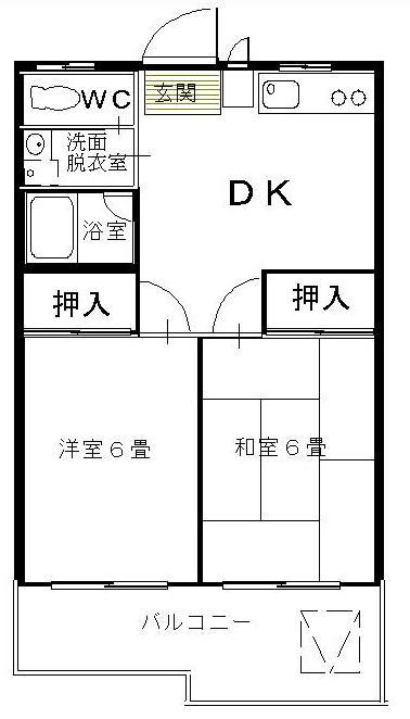 キャピタルハイツ(2DK/1階)の間取り写真