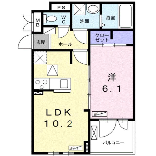 サンリット鳳(1LDK/1階)の間取り写真