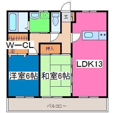 コンフォート・レジデンス(2LDK/1階)の間取り写真