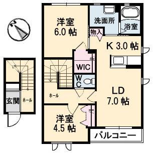 セントアイランドB棟(2LDK/2階)の間取り写真