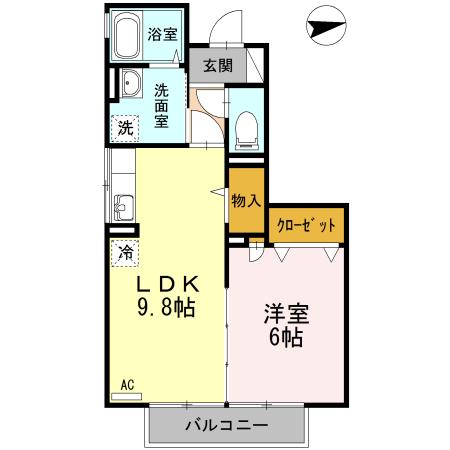 キャッスル・ユウ(1LDK/1階)の間取り写真
