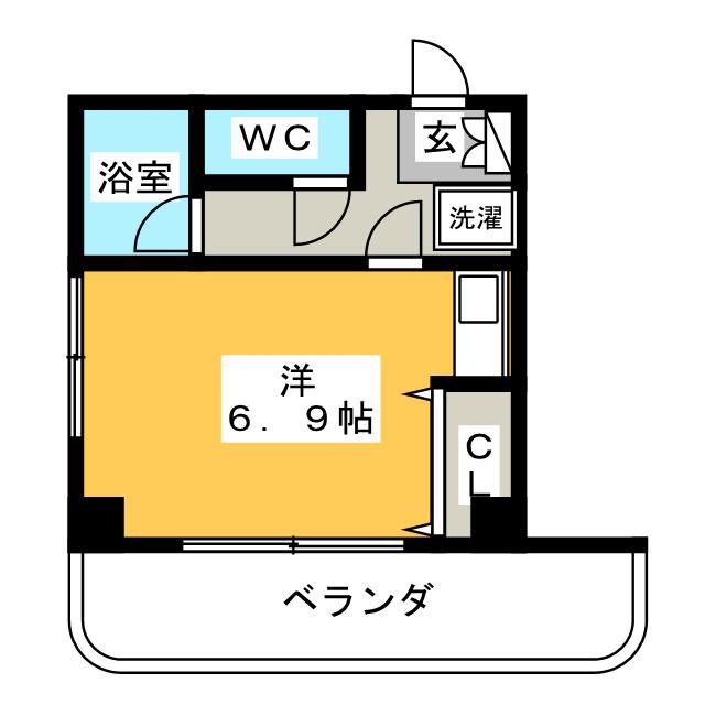 弥生壱番館(ワンルーム/2階)の間取り写真